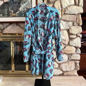 Hello kitty women’s short blue ribbed bathrobe sanriocore hellokittycore cozy co